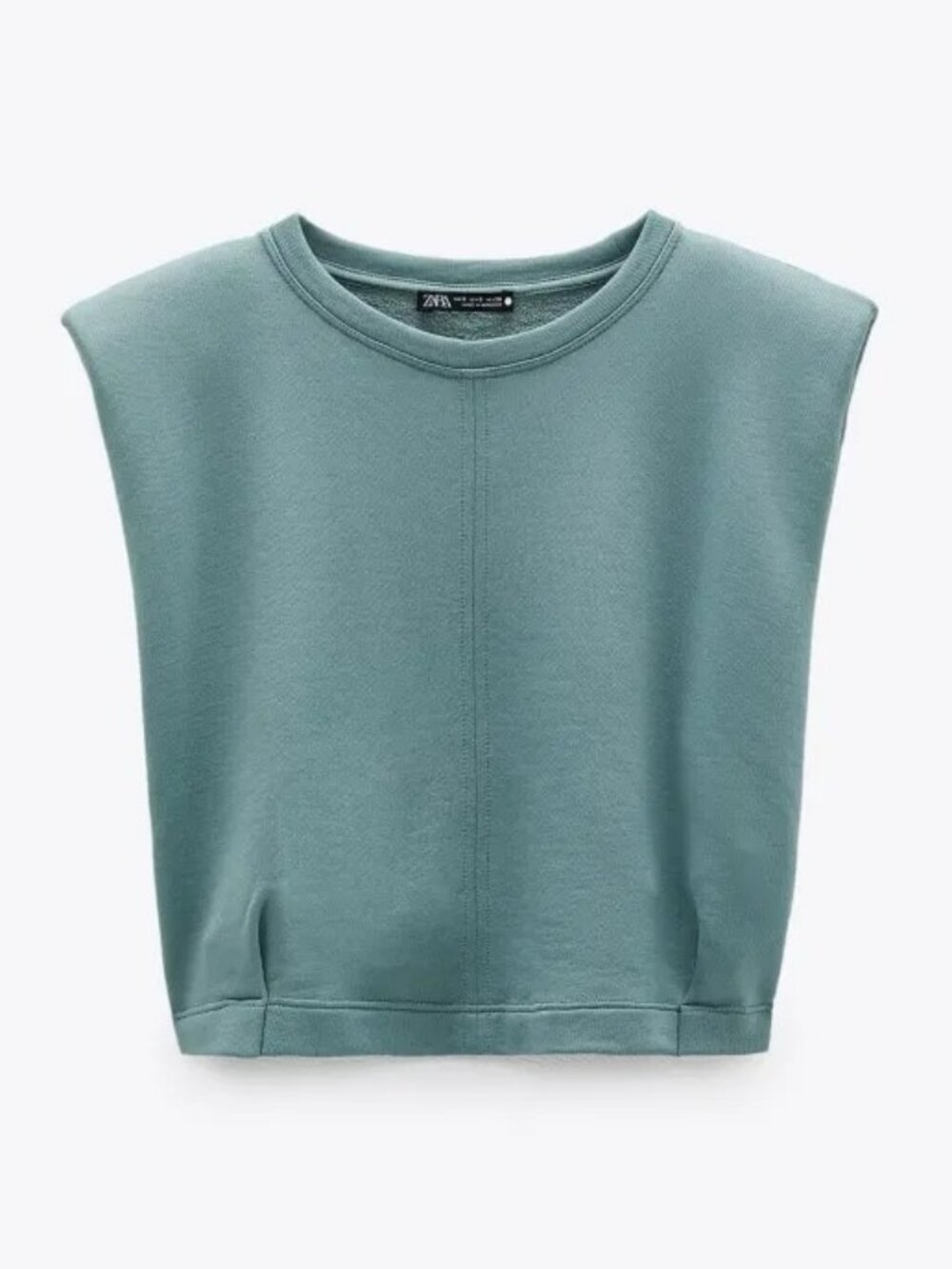 Zara Padded Shoulder Sweatshirt Light Green Medium